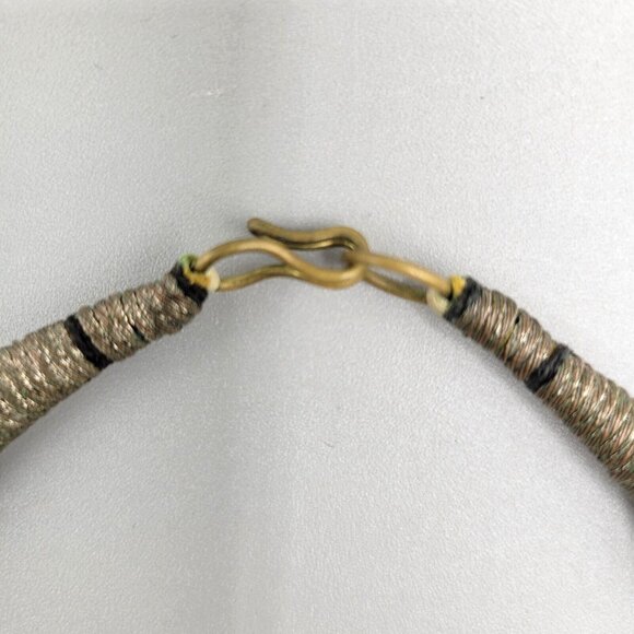 Multi-Strand Bib Necklace Glass Beads Gold Black Single Blue Bead - Picture 8 of 8